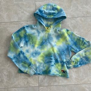 TYE DYE Aviator Nation XS Cropped Hoodie BARELY WARN